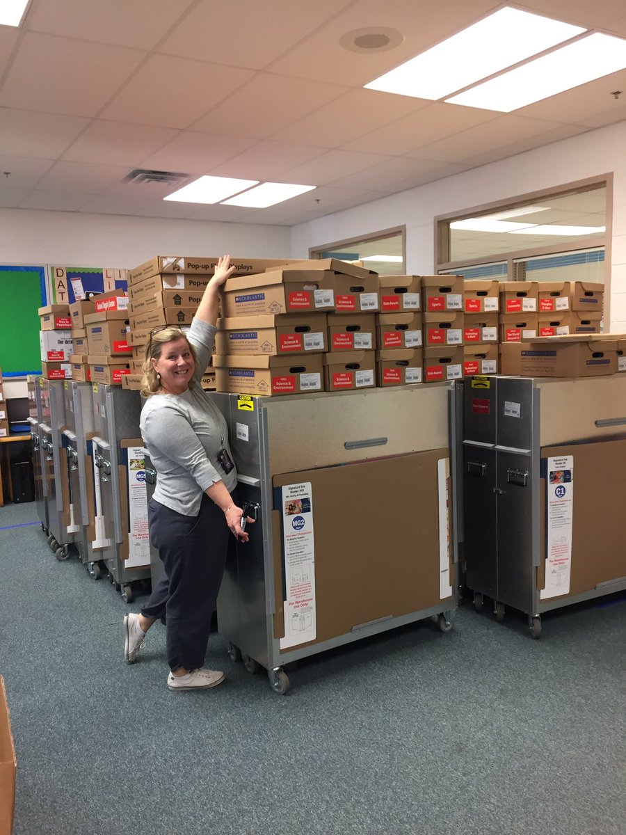 colinpowelles's tweet photo. The books are here for the Book Fair and Mrs. Smith is excited! #booksmakeushappy #bookfair2017 @cpesreads https://t.co/fZEMN2Sg2X