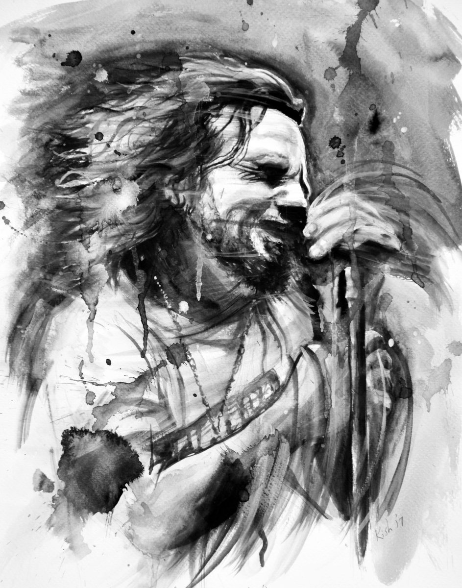 kishstudio's tweet photo. Eddie Vedder. Watercolour painting. https://t.co/BgK2yc4I7x