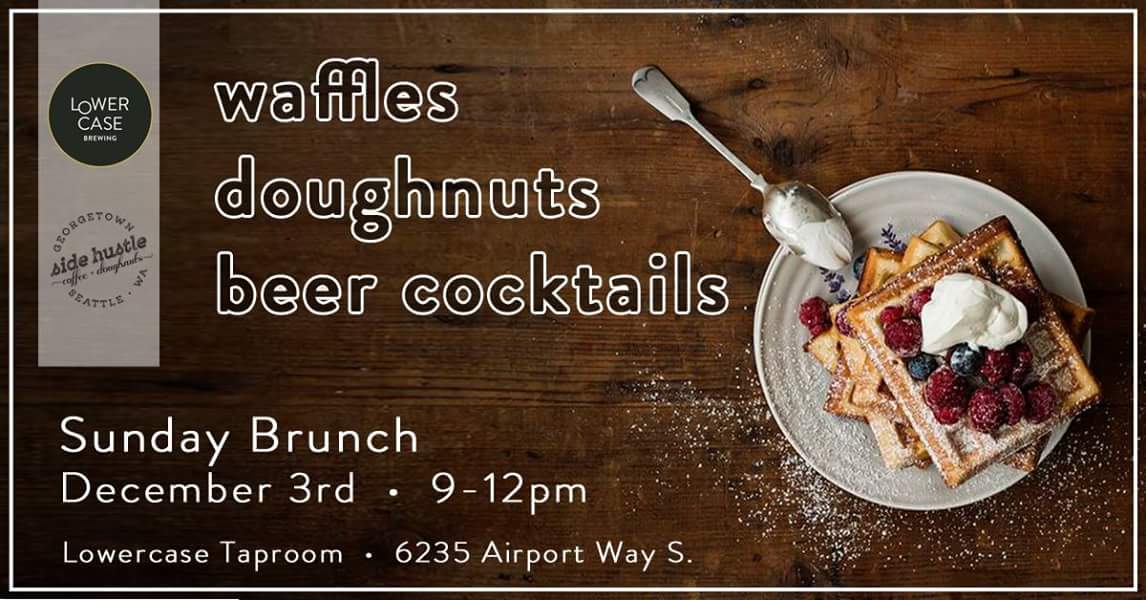 lowercasebeer's tweet photo. Plans on #sunday? Stop by our taproom between 9-12pm for #spentgrain waffles, doughnuts, and delicious beer cocktails! We've even made a special eSB maple syrup! https://t.co/3eAME0E7T8