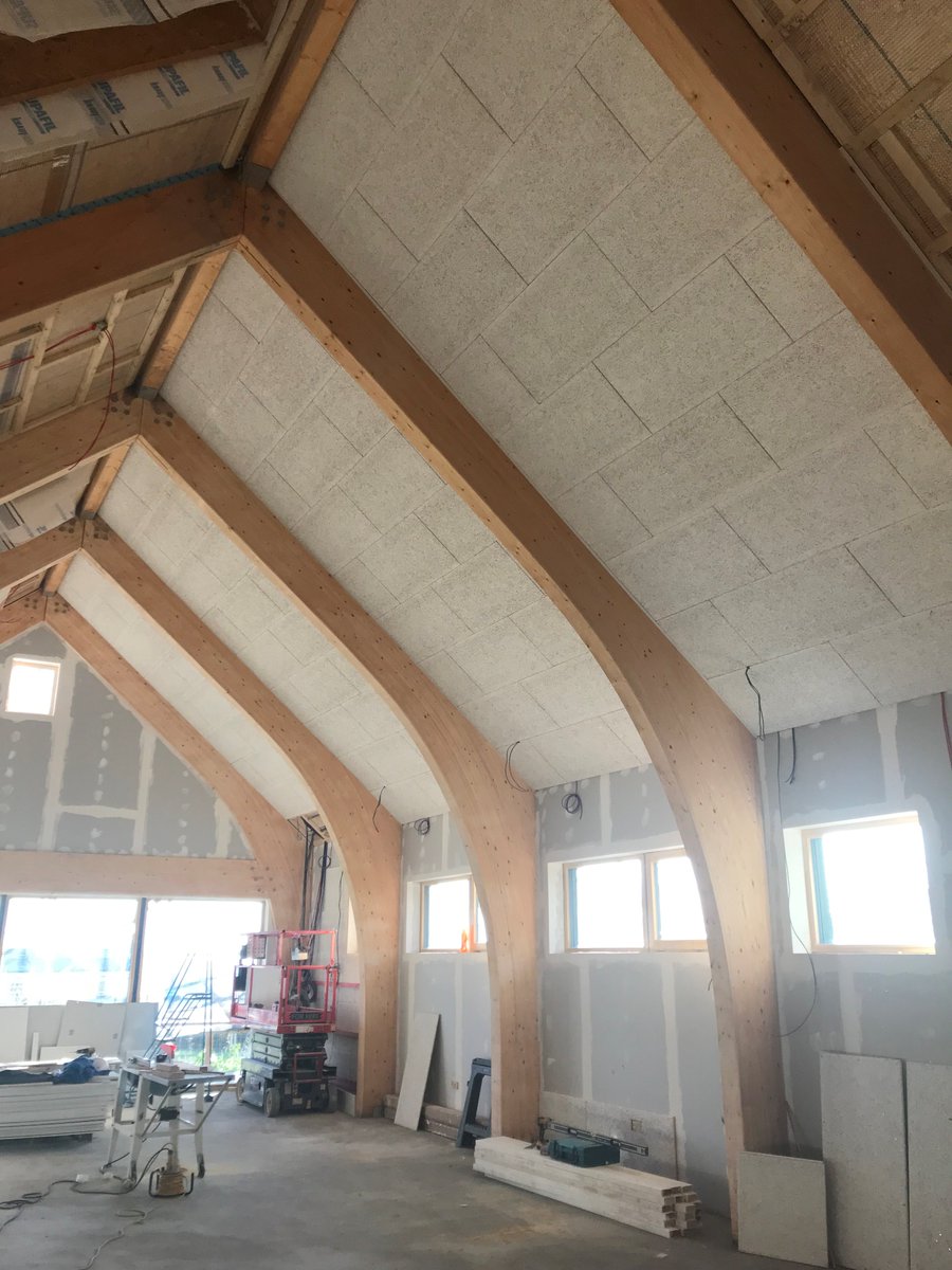 WilliamPowell_'s tweet photo. Heraklith panel fixing underway inside the new Garway Community Centre. #Herefordshire #passivehouse #passivehaus https://t.co/2A6hrDbcjA