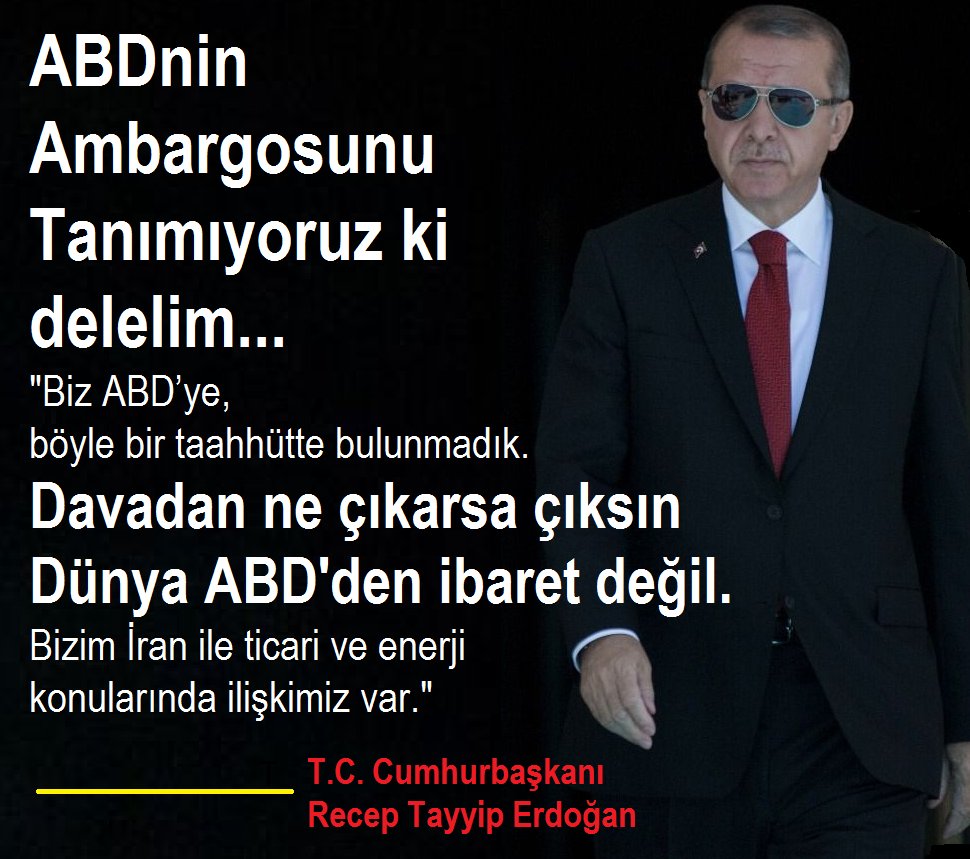 BEN ÖZGÜR BAĞIMSIZ BİR DEVLETİM AMERİKA KİM OLUYORKİ BENİM KİMİNLE TİCARET YAPIP YAPMAYACAĞIMA KARAR VERECEK 
HADDİNİ AŞMA AMERİKA <a href="/USEmbassyTurkey/">usembassyturkey</a> SEN 250 YILLIK YENİ YETME KÖKSÜZ  DEVLETSİN BİZ İSE TARİHLE EŞ BİNLERCE YILLIK MAZİSİ OLAN KÖKLÜ BİR MİLLET VE DEVLETİZ HADDİNİ BİL