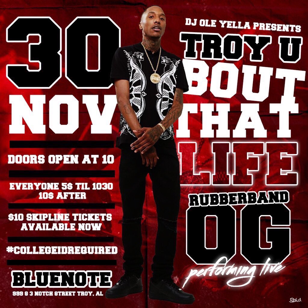 JROC2LANE's tweet photo. Calling all Troy students out tonight come fwu Bruh @RubberbandOG #troy17 #troy18 #troy19 #troy20 #troy21 https://t.co/rDZdqovwmX