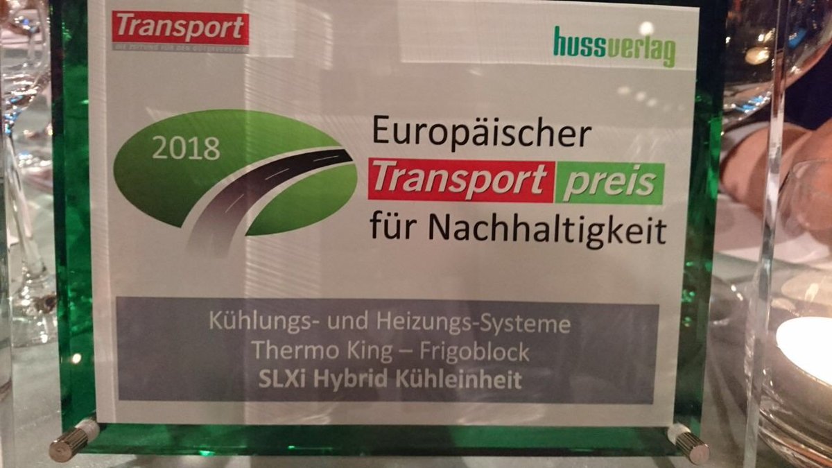 frigoblock_eu's tweet photo. Pop the champagne! We just won the #European Transport #Award for #Sustainability 2018 for our innovative #SLXi Hybrid trailer unit ! @_Transport_ #Frigoblock #Themoking #innovators #think #hybrid https://t.co/nZiMeCgnd5