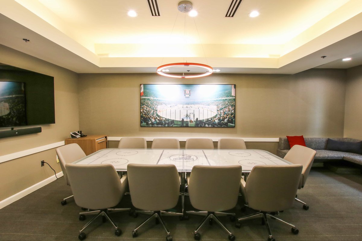 custerinc's tweet photo. See photos of the custom conference room we created for @griffinshockey, complete with a table designed to look like the ice rink (yes, really!): https://t.co/L8ltiJqKoB https://t.co/Q1MsyQEJV8