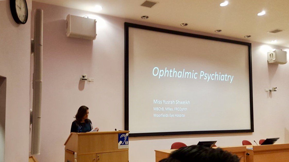 Royal College of Ophthalmologists (@rcophth) on Twitter photo Yusrah Shweikh <a href="/YShweikh/">Yusrah Shweikh</a> ophthalmology ST6 at Moorfields, gave a lecture to 140 consultant psychiatrists on relevant aspects of ophthalmology to psychiatrists. Interdisciplinary learning is so important. Thanks to Prof Rohricht of East London NHS Foundation Trust for the invite. Yusrah Shweikh <a href="/YShweikh/">Yusrah Shweikh</a> ophthalmology ST6 at Moorfields, gave a lecture to 140 consultant psychiatrists on relevant aspects of ophthalmology to psychiatrists. Interdisciplinary learning is so important. Thanks to Prof Rohricht of East London NHS Foundation Trust for the invite.