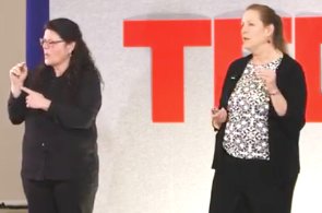 Two professors tackle the issue of English literacy in the Deaf community in a TEDx video recorded at Ohio's Kent State University.  bit.ly/2zRmLB1

(image from YouTube video)