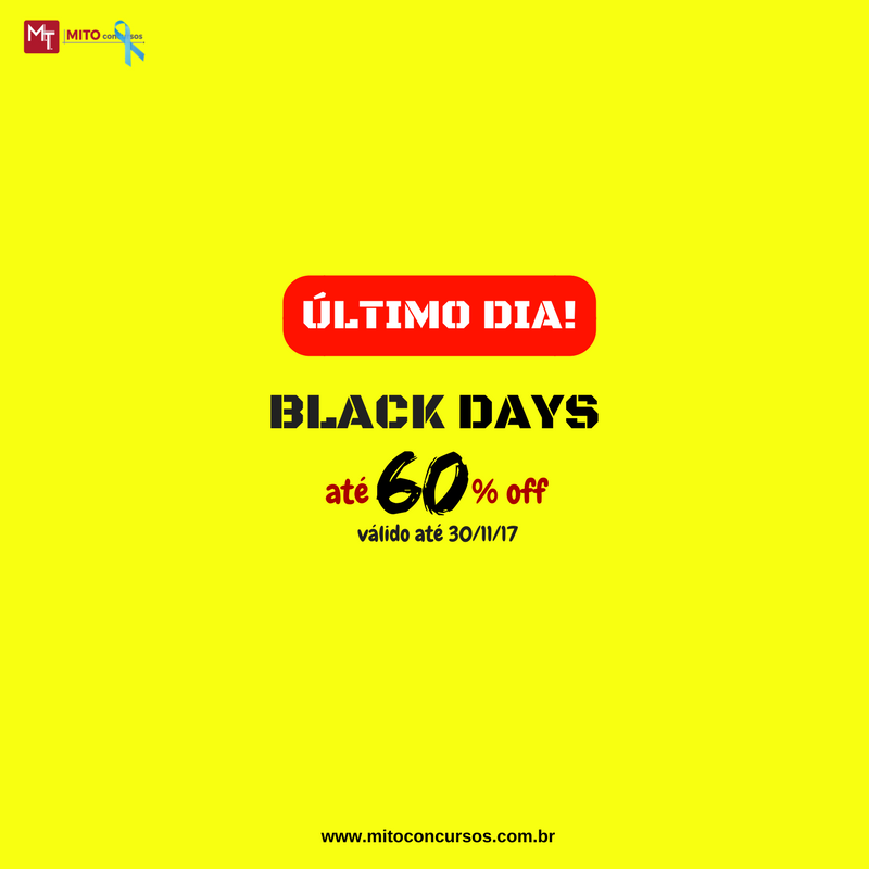 MitoConcursos's tweet photo. ÚLTIMO DIA! Black Days na MITO! Temas esparsos 40% OFF (PROMO40%), cursos modulares 50% OFF (PROMO50%) e cartórios 60% OFF (PROMO60%). Aproveite. Acesse https://t.co/0p5QvxrmNS e saiba mais. https://t.co/6HSZgToo2o