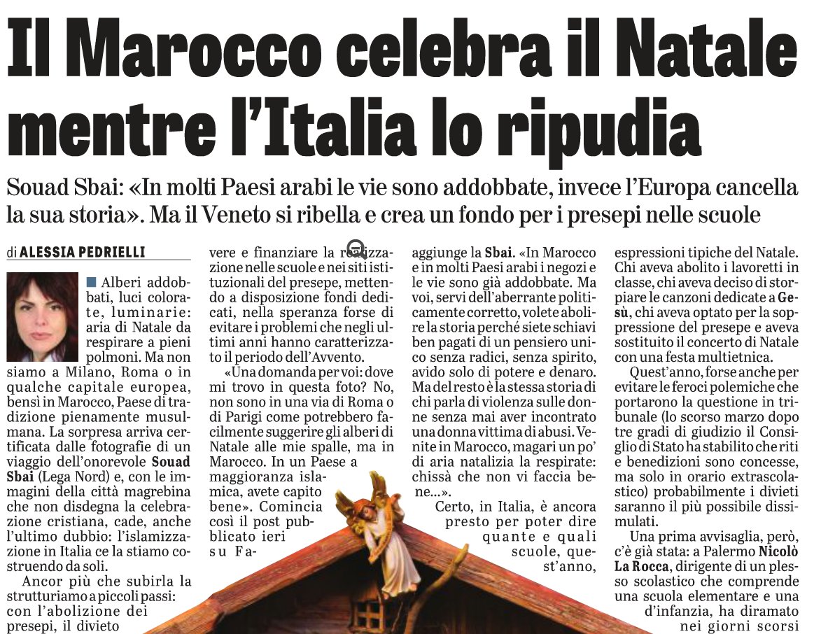 _alpedrielli's tweet photo. Natale in Marocco. Oggi su @LaVeritaWeb @SouadSbai @magdicristiano #Natale #natale2017 https://t.co/TvN9QEORyr