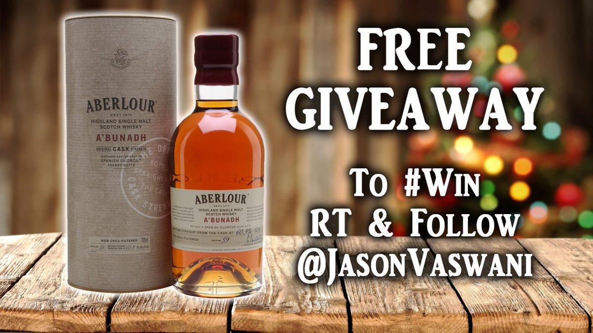 JasonVaswani's tweet photo. To get into the #ChristmasSpirit I'm going a #Giveaway 1 bottle of the @AberlourVC A'bunadh.

To #Win all you need to do is: 
1. Follow me @JasonVaswani 
2. Retweet

Ends - December 20th 2017. Good Luck!

Also Wishing everyone a Happy #StAndrewsDay https://t.co/c3jJU3it6U