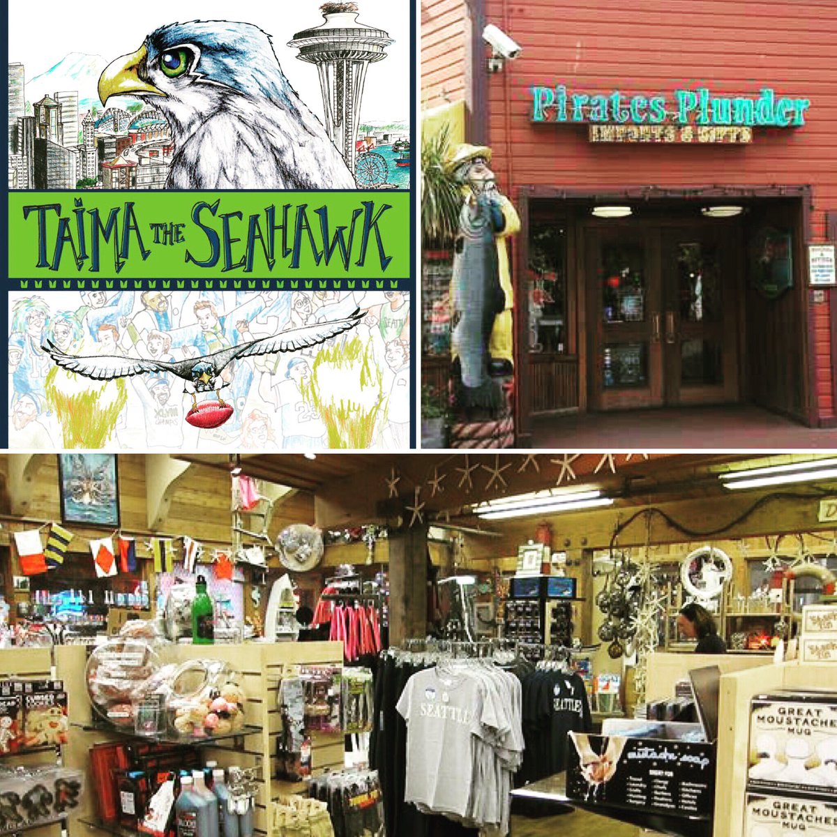 lucaspkok's tweet photo. Ahoy and such!
#TaimatheSeahawk now at #PiratesPlunder, #Seattle’s wonderfully weird gift shop on Pier 57.⚓️☠️🐦📚
#Seahawks #GoHawks #PNW https://t.co/T6llVN8fix