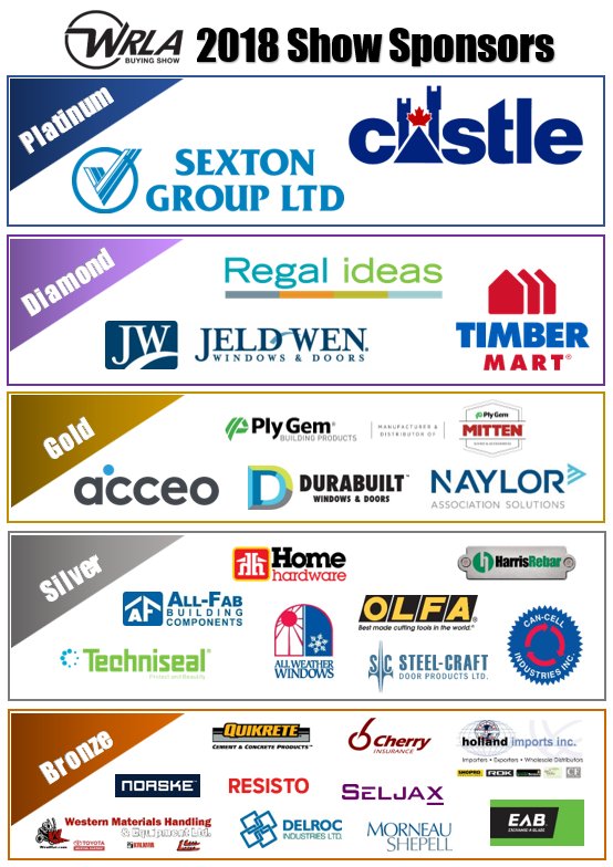 WRLAInc's tweet photo. Thank you to all our 2018 WRLA Buying Show &amp; Convention Sponsors! #2018WRLAShow #BacktotheWRLA Get registered today: https://t.co/LPgFE4B7h4 https://t.co/K7PXZA1ByC