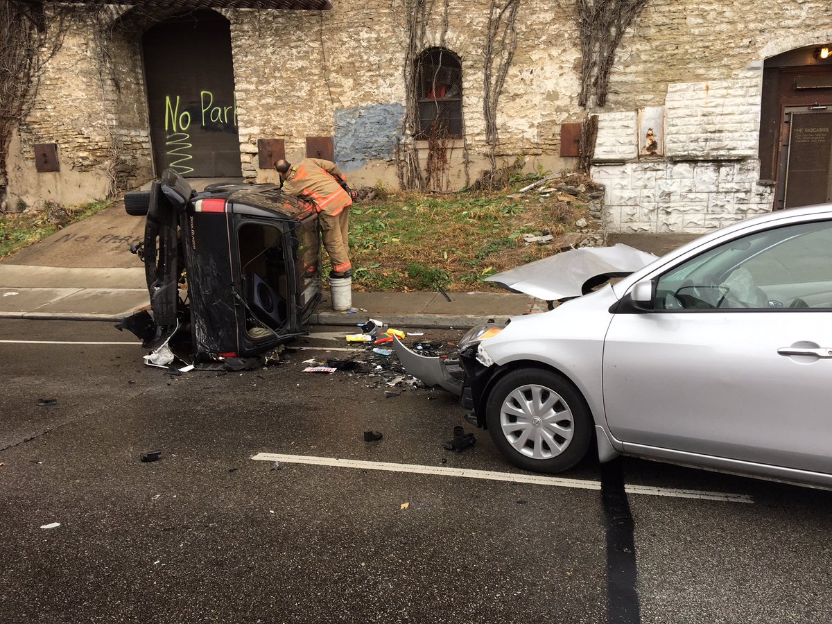 TRAFFIC Car overturned in an accident on Central Ave. near Brighton