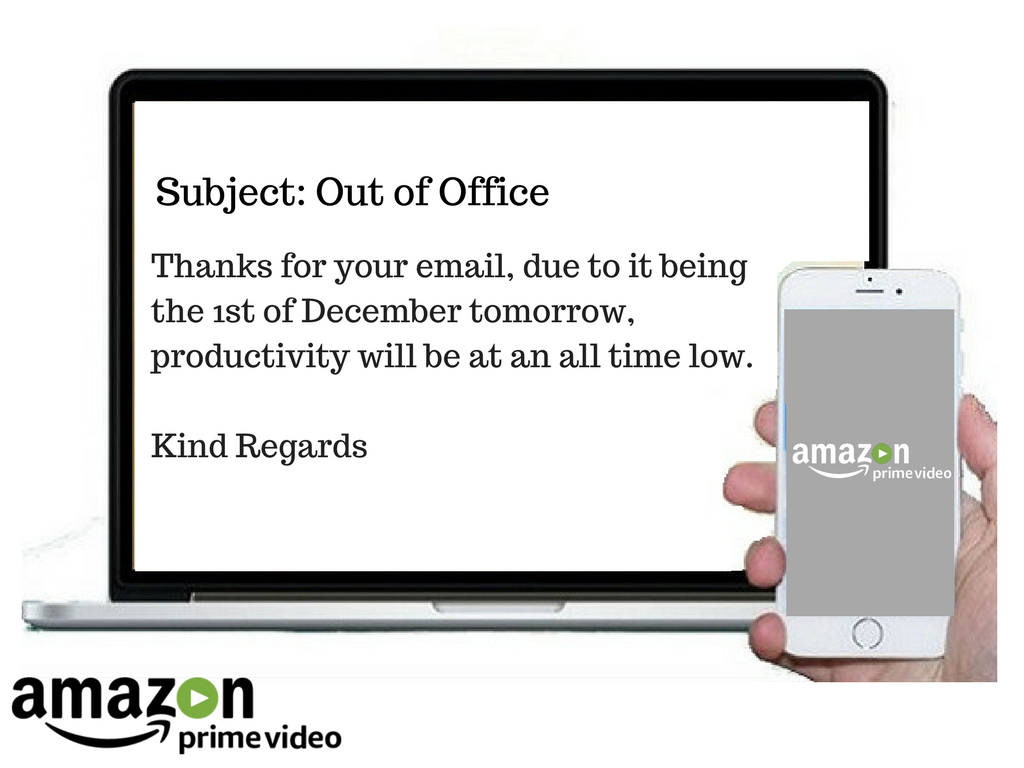 PrimeVideoIE's tweet image. When you may as well put your out of office on for the rest of the month because we know December is the Friday of all months. 😎