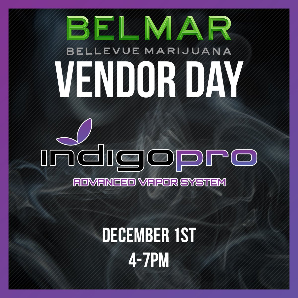 BelMar425's tweet photo. TOMORROW @pureindigopro will be in store from 4-7PM! We'll have killer deals on ALL their carts and the batteries at a HUGE DISCOUNT!  Their new vape system is AMAZING!
#BelMar #Cannabis #Marijuana #IndigoPro #HarmonyFarms #Vape #Vaping #Cartridge #THC #CBD #Seattle #Bellevue https://t.co/3ACEwP8Bpa