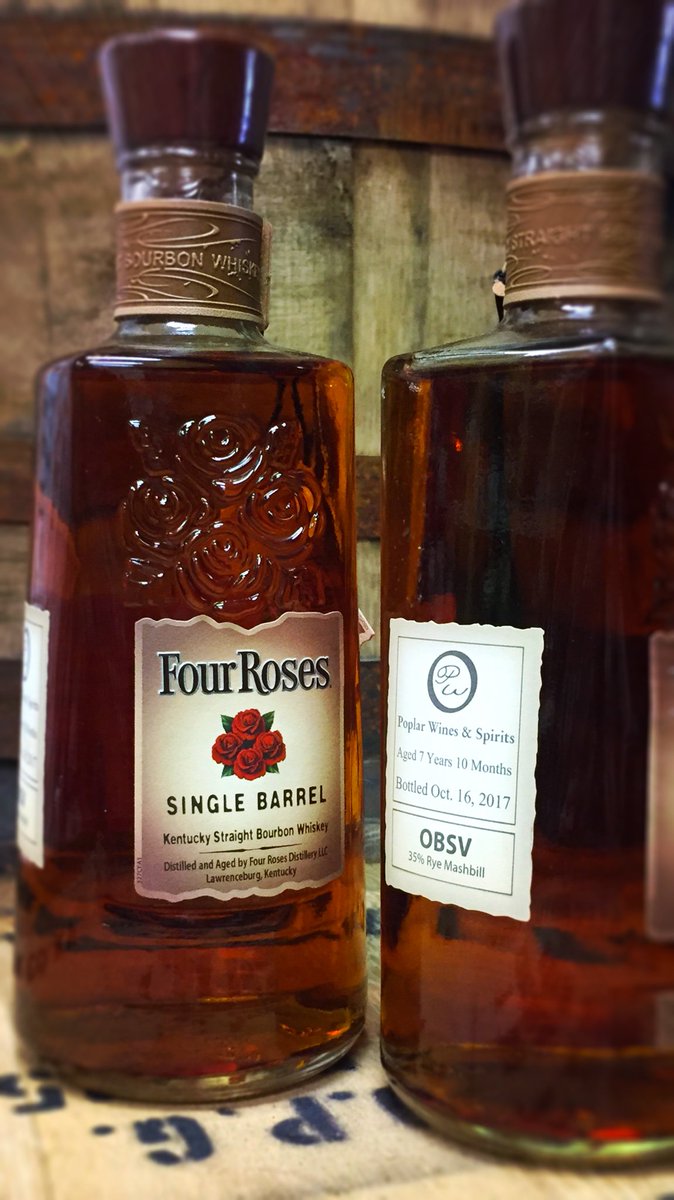 poplarwines's tweet photo. We're excited to have our store picked @4RosesBourbon Single Barrel. Delicate aromas of butterscotch lead lead to light sweetness and a little spice. Come in and ask for a sample. https://t.co/KSy7ojaIFe