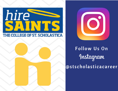 StScholastica's tweet photo. Have you followed @hireSAINTS on Twitter and Instagram? Check 'em out! https://t.co/0qjVjFEUJg