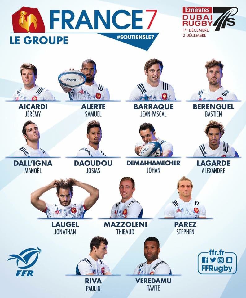 7FRugby's tweet photo. C’est la reprise demain du @WorldRugby7s au @Dubai7s 🇦🇪. Bonne chance à l’équipe de France 🇫🇷. Leur programme (heure française) : 
8h14 vs l’Écosse 🏴󠁧󠁢󠁳󠁣󠁴󠁿
12h20 vs l’Angleterre 🏴󠁧󠁢󠁥󠁮󠁧󠁿
17h15 vs l’Espagne 🇪🇸#comeonleparrain #soutienle7 #Allezlesbleus https://t.co/y46X19Micm