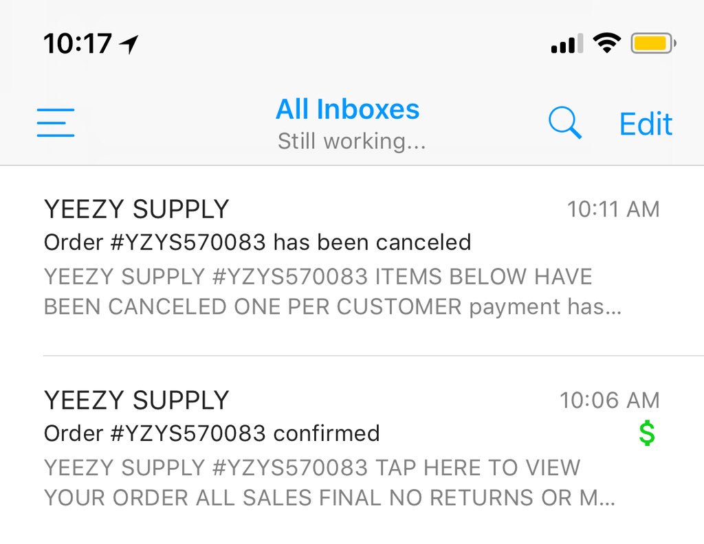 yeezy supply order cancelled