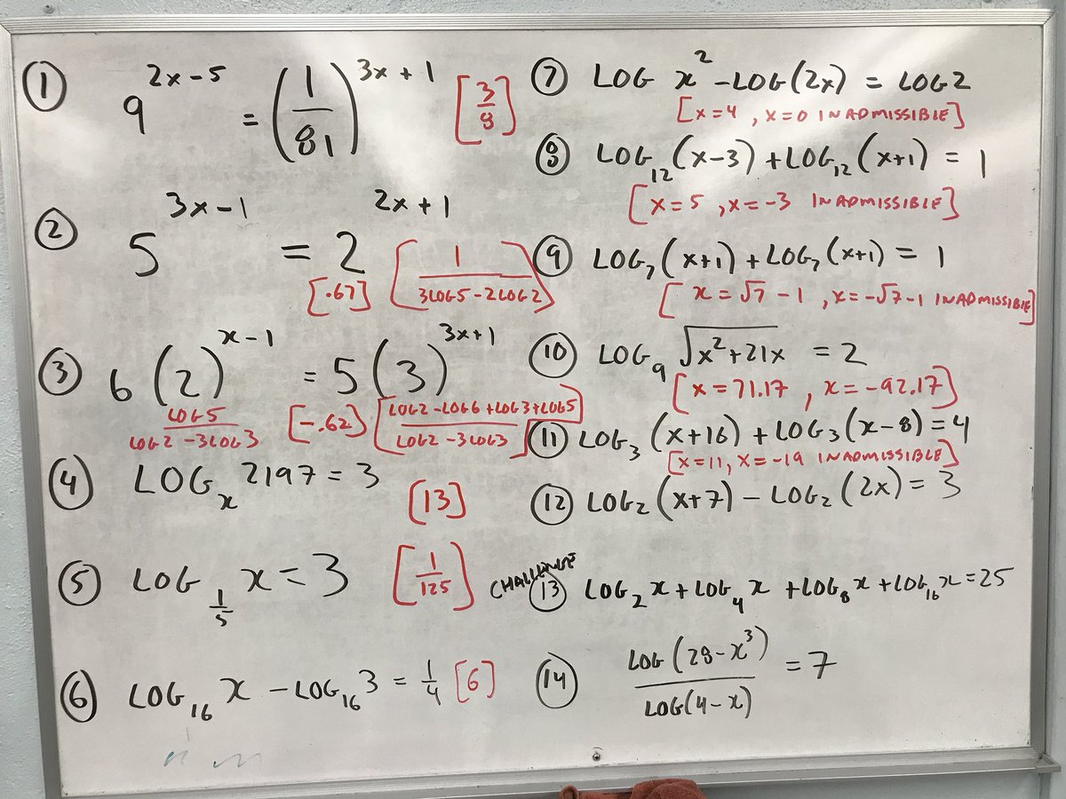 AlexOverwijk's tweet photo. Solving exponential and logarithmic equations #mhf4u #athinkingclassroom #iteachmath #vnps #vrg https://t.co/Xu6uEurs8A