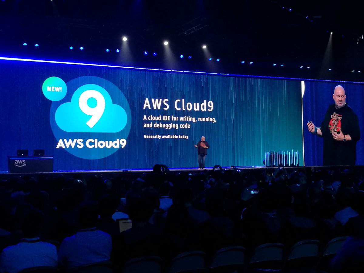 unclebenzzz's tweet photo. #aws #reinvent @Werner announcing #cloud9 IDE for writing, runing and debugging code @EasyBlogs https://t.co/ONEb08iRNr