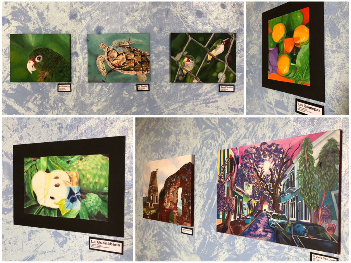 centralsanturce's tweet photo. Ahora en nuestro pasillo central: hermosa exposición de los estudiantes de 8vo grado de la Profa. Maila Colón. Los jóvenes se inspiraron en la obra de Luis Cajiga, Francisco Oller, y artistas de la gráfica puertorriqueña. Wow! #talentocentralino https://t.co/MLeuhf2ZF8