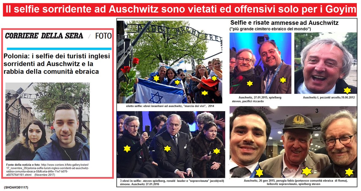 MggggpPoggi's tweet photo. Il #CorrieredellaSera ci informa della #rabbia della #comunitàebraica inglese per i #selfie irriverenti ad #Auschwitz Gli ingenui #goy #selfiers non sapevano che ci sono #elettiselfiecorretti e #oloblasfemi e #selfieantisemiti! https://t.co/837ilXXYG1