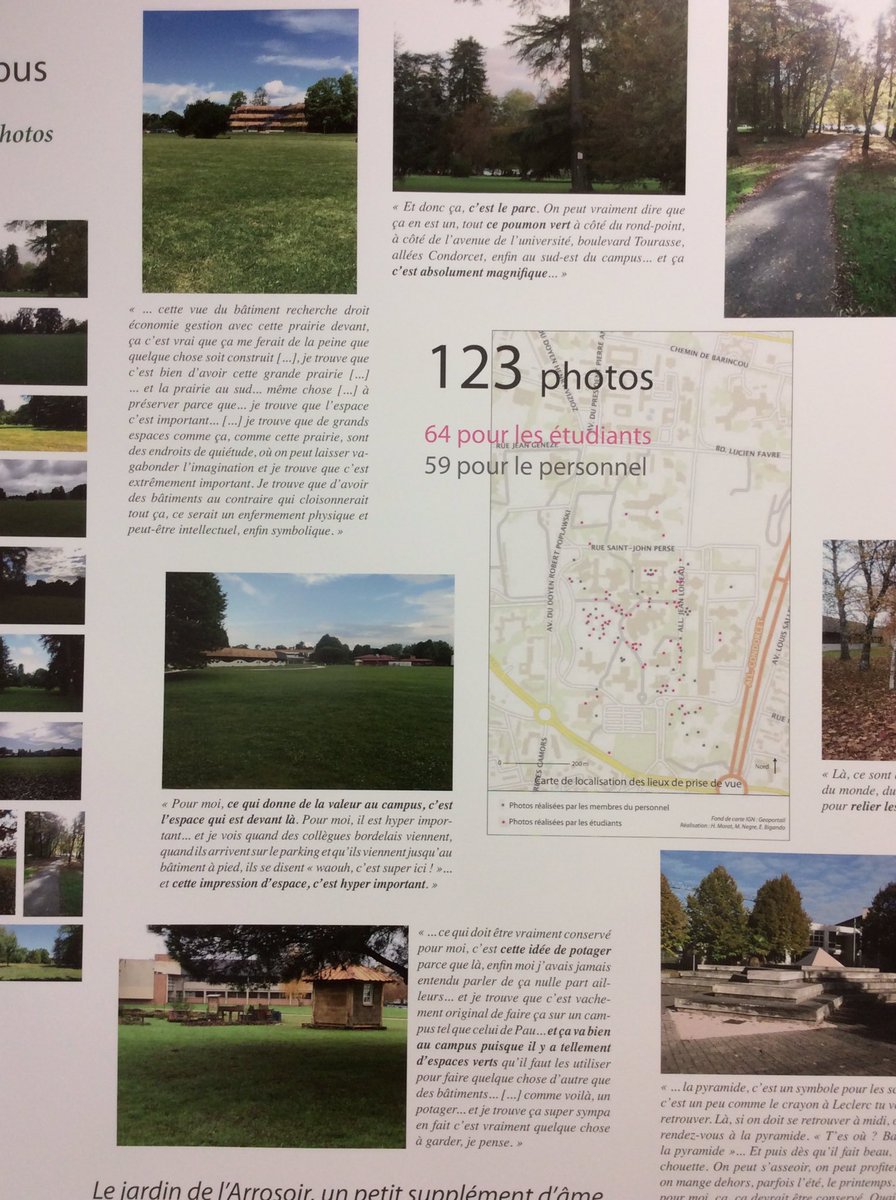 PauGeoNews's tweet photo. Mon #campus à moi :
Une expo à voir à la @bu_uppa
Plus de 800 photos collectées et analysées pour mieux comprendre comment les étudiants et les personnels de l' @universite_uppa vivent le #campus au quotidien !
#MasterDAST @UMR_Passages https://t.co/ni3NTI10os