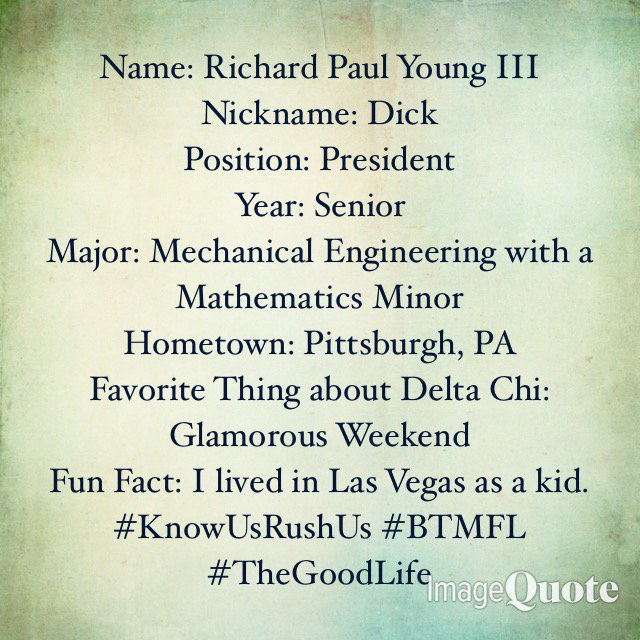 DeltaChi_UPJ's tweet photo. Meet the brother of the week... https://t.co/UCBTCy6Nry