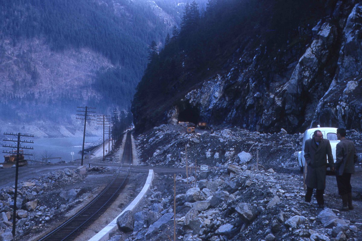 We're throwing it back to the late 1950s and the construction of the #FraserCanyon tunnels on #BCHwy1.