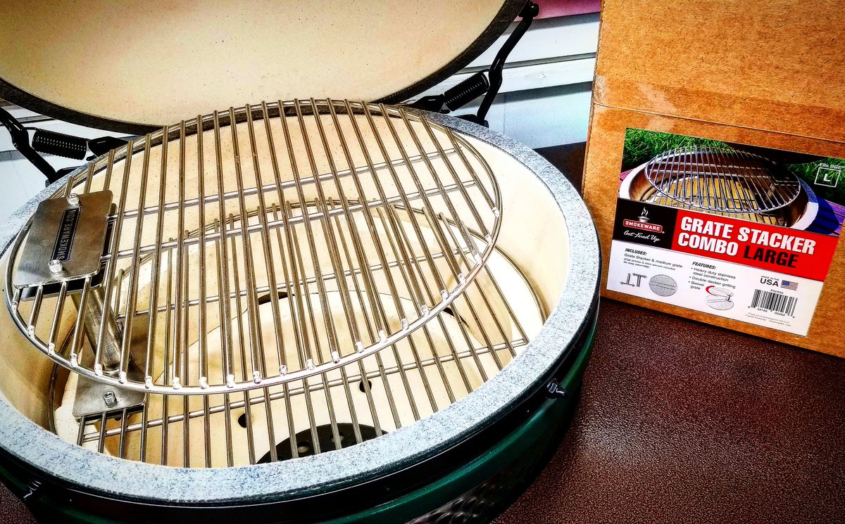 TheOKStore's tweet image. Now available, @SmokewareMatt  Grate Stacker Combo for your large #BigGreenEgg !  #gratestacker #smokeware #eggcessories #grilling