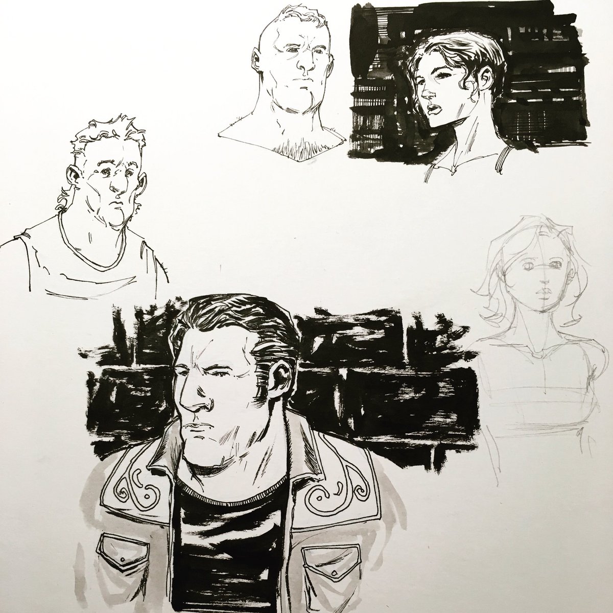 TonyBrescini's tweet photo. Inking warm ups. #SweetJacket #art #ink #sketch #warmup https://t.co/4gMxDbGiuM