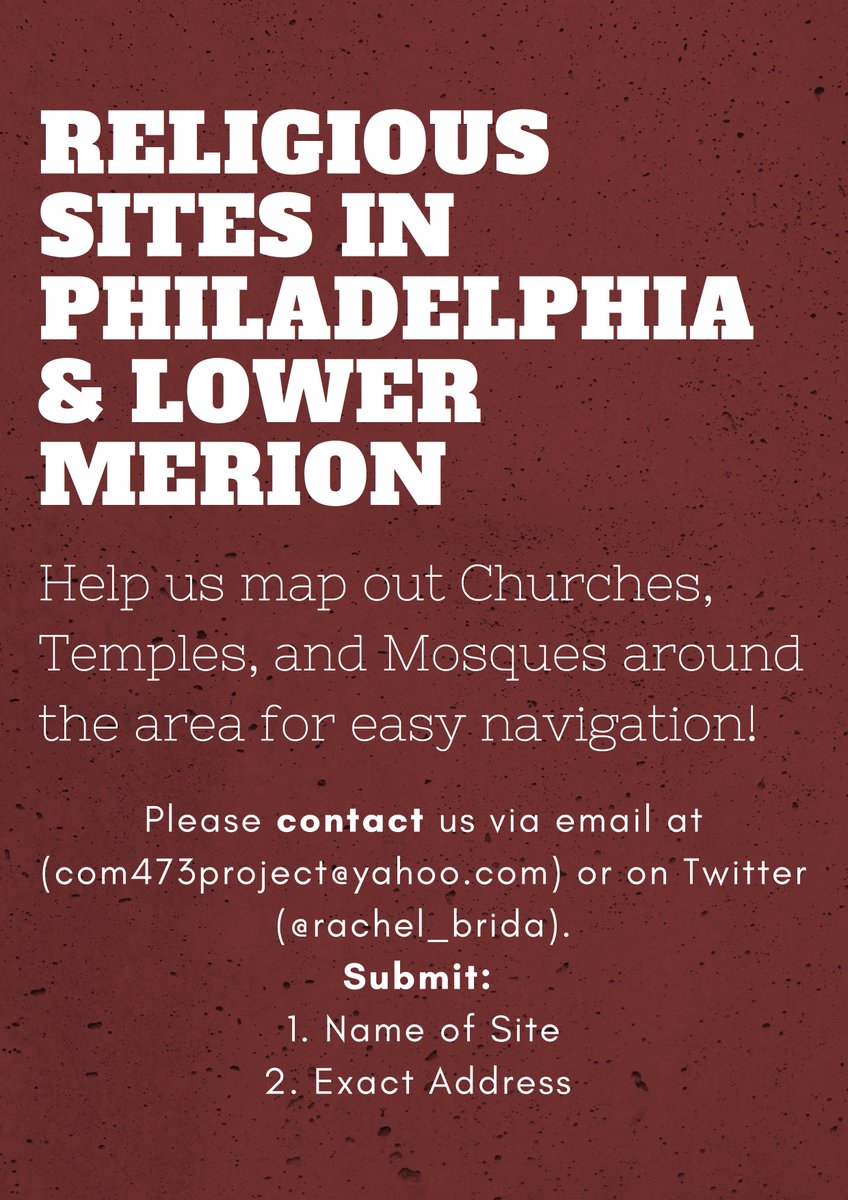 rachel_brida's tweet photo. Help us map out Churches, Temples, and Mosques around the area! #phillyreligion https://t.co/d4yEvlKMwA