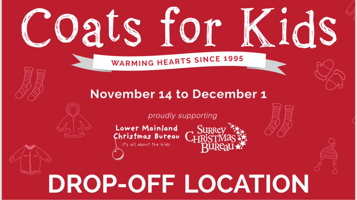 Last day to get your donations in for the 22nd annual Coats for Kids campaign. Donation boxes will be available in the Clubhouse at Tsawwassen Springs until the end of today #tsawwassen