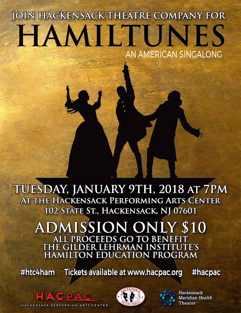 thehtc's tweet photo. Fewer than 50 tickets remain for Hamiltunes at #HACPAC on Tuesday, January 9! Get yours today, or risk being the opposite of right... #htc4ham https://t.co/4pRyjL00Lf https://t.co/oo5pHwNO40