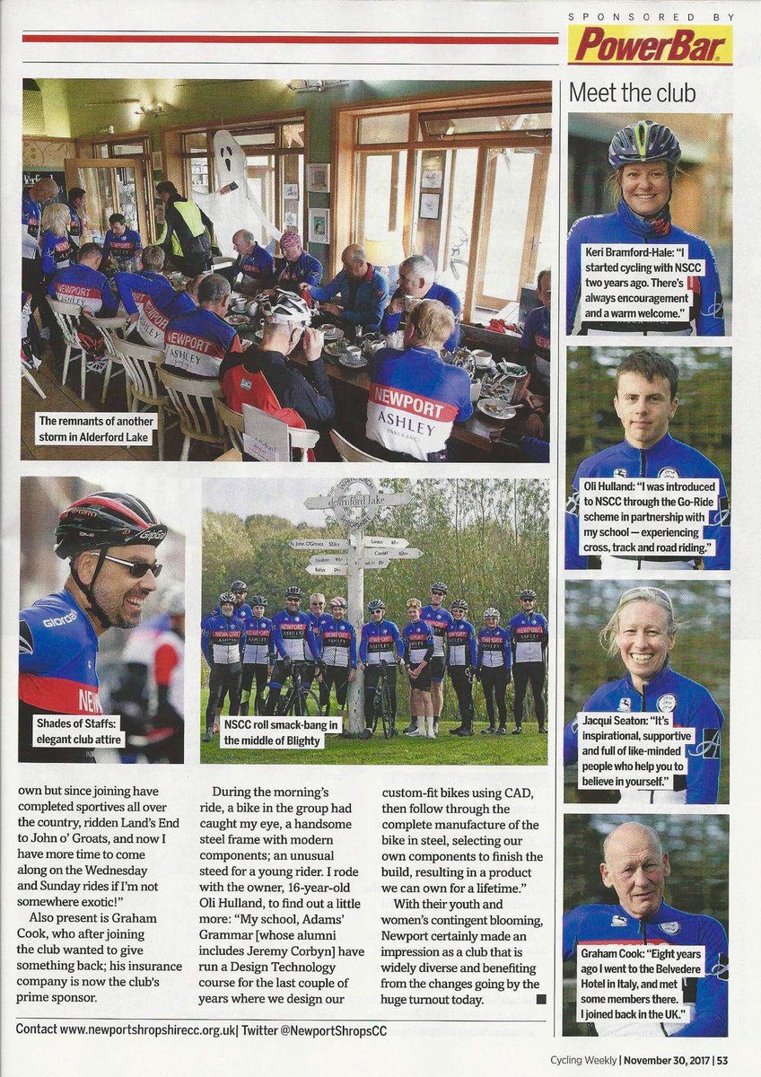 Nice feature by <a href="/cyclingsean/">Sean Lacey</a> in <a href="/cyclingweekly/">Cycling Weekly</a> about <a href="/NewportShropsCC/">Newport Cycling Club</a> ! Good to see contributions to club by <a href="/HSBC_UK/">HSBC UK</a> <a href="/BritishCycling/">British Cycling</a> @HSBCUKBreeze @BCcoaches <a href="/NickYarworth/">Nick Yarworth</a> Go-Ride recognised. We couldn't do it without you!   @Adams_Grammar and <a href="/alderford_lake/">Alderford Lake</a> get mentions too!