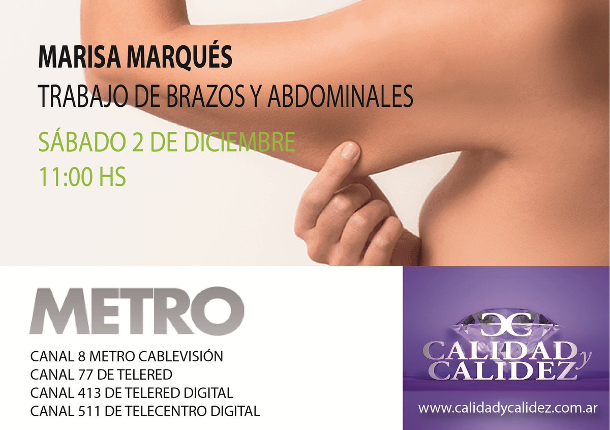 CyCprograma's tweet photo. Marisa nos muestra ejercicios para los brazos y abdominales para llegar divinas al verano!!!! Este sábado a las 11 hs por @CanalMetro en @CyCprograma #Fitness #Verano #Abdominales https://t.co/9iMdXBXKaO https://t.co/9rQQo79ilK