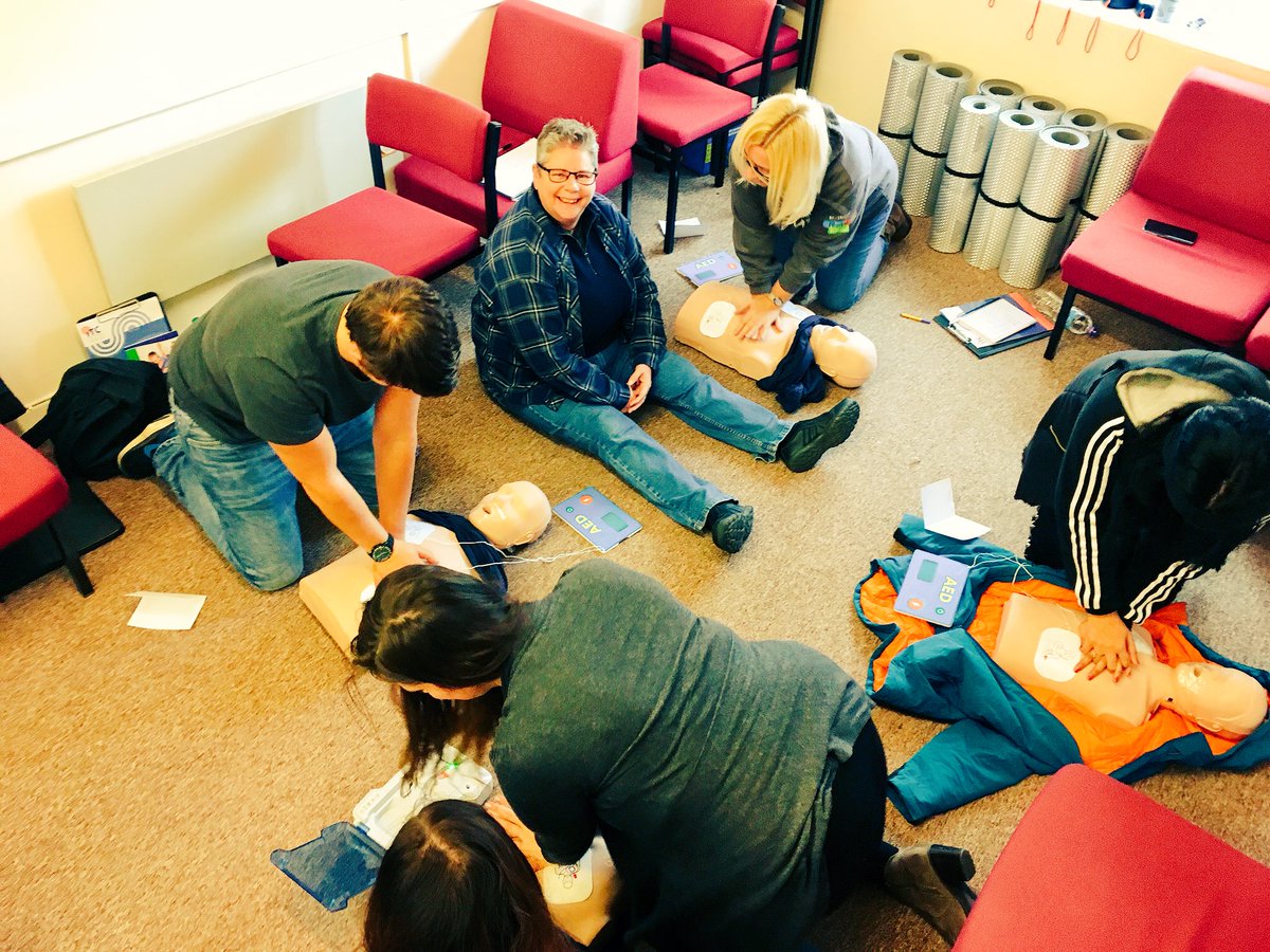 ChannelTraining's tweet photo. First Aid at Work Training with @sryp staff today. Lots of fun and a great group. #funfirstaid #learningbydoing #CPR https://t.co/jVzLQe4skP
