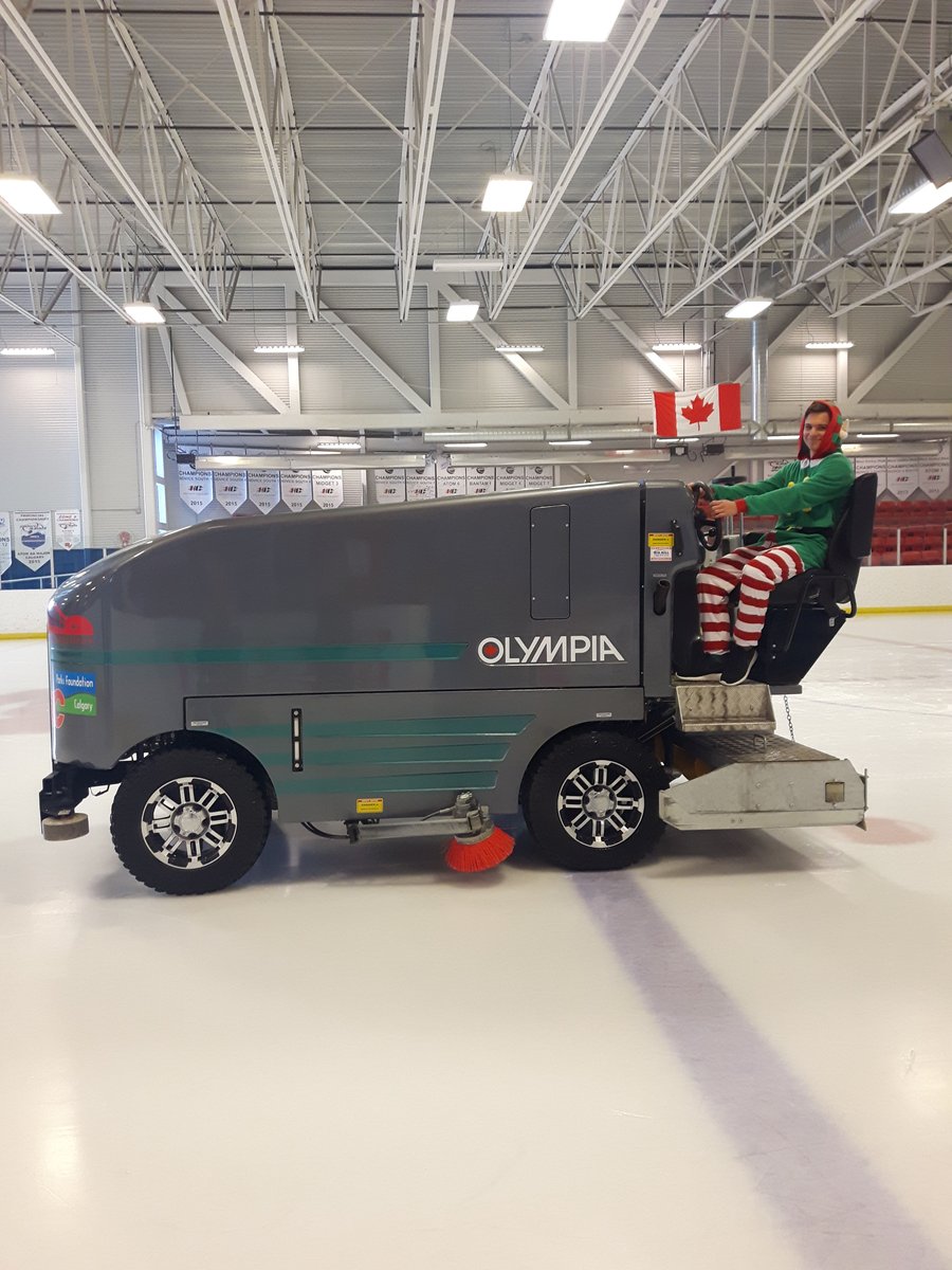 TricoCentre's tweet photo. We had an #elfsighting at the Trico Centre today. He was seen on our Olympia. Making sure the ice is clean and ready for Skate with Santa on Sunday. #tricocentre https://t.co/Qr2b1xU23U