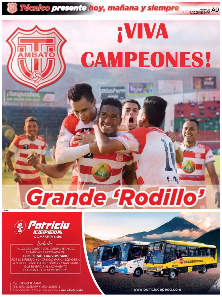 PatoUAndres's tweet photo. Salud #campeones #SerieB  #carroceriasPC @lahoraecuador https://t.co/S7TS5zrQR6