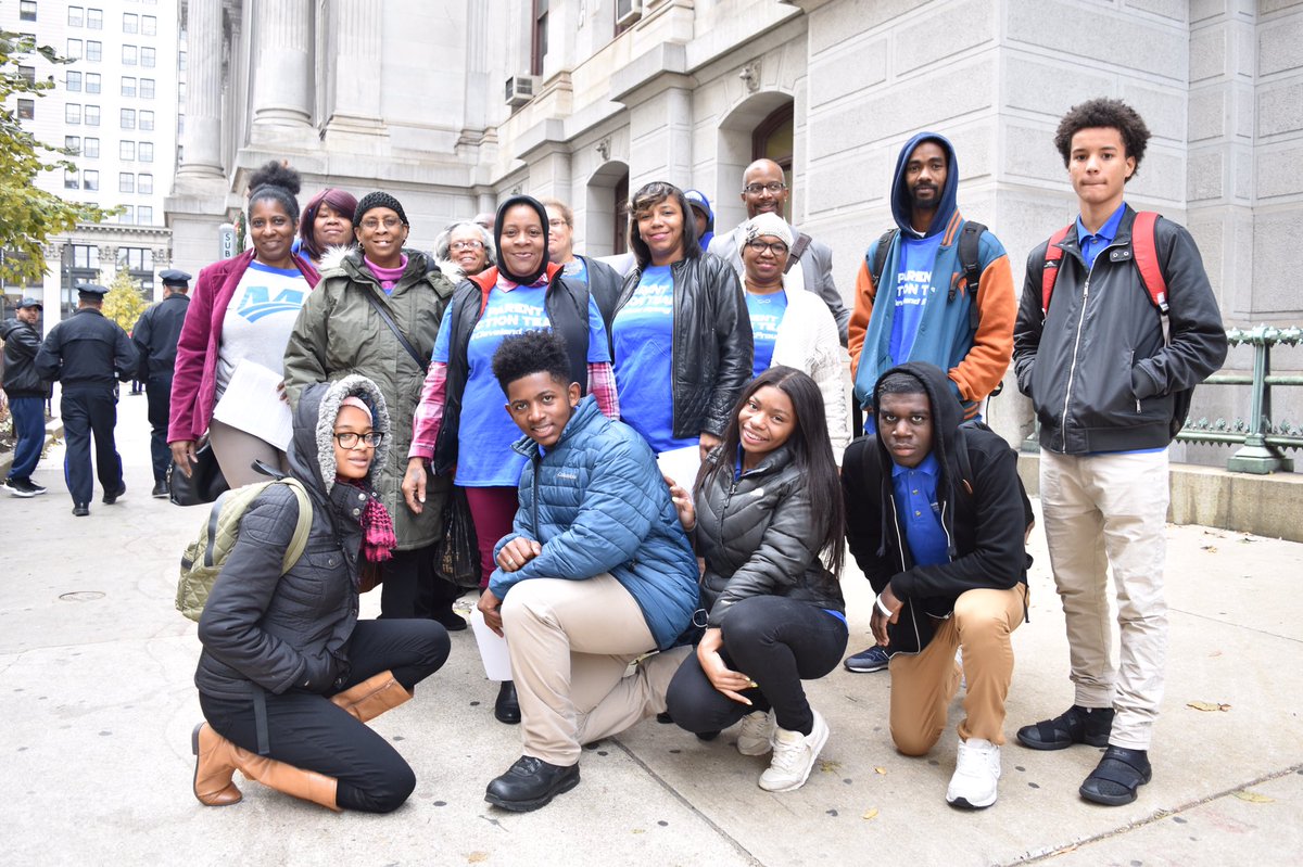 mastery_schools's tweet photo. The Mastery Parent Action Team and students from @MCShoemaker take a stand for fair charter renewal contracts and fair representation for the new school board. Asking officials to remove discriminatory practices against charters. We stand for high quality schools #MasteryStrong https://t.co/gYROTaW22n