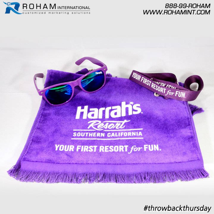 RohamINT's tweet photo. #ThrowbackThursday Now that the holidays are here and the cold has been creeping in, we are missing summer already and thought we would show off some summer themed items we did for @HarrahsSoCal #Rohamint #PromotionalProducts #BrandedProducts #Branding #TBT #CustomPromo https://t.co/pOZSevLDj2