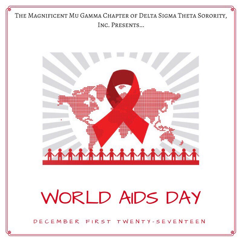 MuGammaDST's tweet photo. The Magnificent Mu Gamma Chapter of Delta Sigma Theta Sorority, Inc. would like to recognize World Aids Day, on December 1, 2017. Wear RED in order to raise awareness and post a picture showing your support. Don't forget to tag @MuGammaDST! #DotheREDthing ❤️ https://t.co/MYibWpSEeO