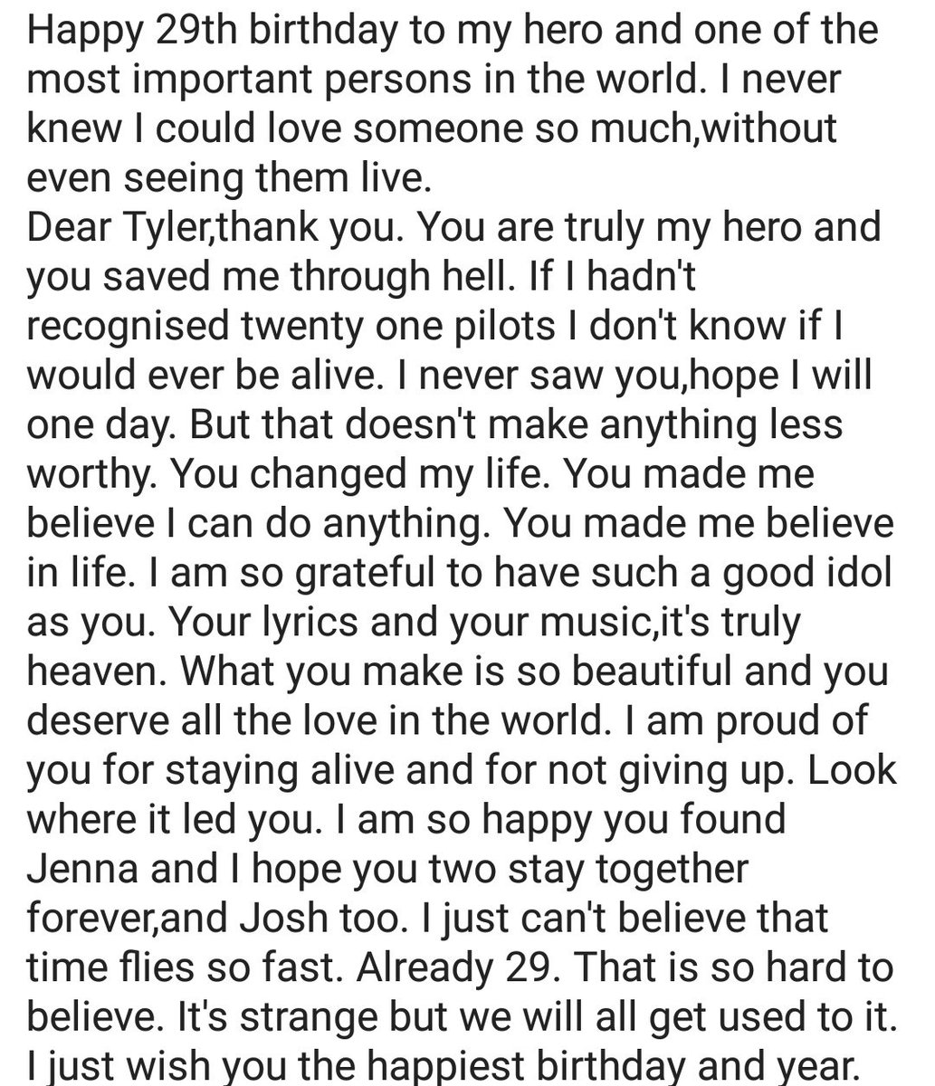 DoubleSided19's tweet photo. This is for you @tylerrjoseph @twentyonepilots . Happy 29th birthday. Ilysm. Happy Birthday Tyler Joseph. #HappyBirthdayTylerJoseph 🎉🎉🎉💓💓💓 https://t.co/g5Hmy8X57i
