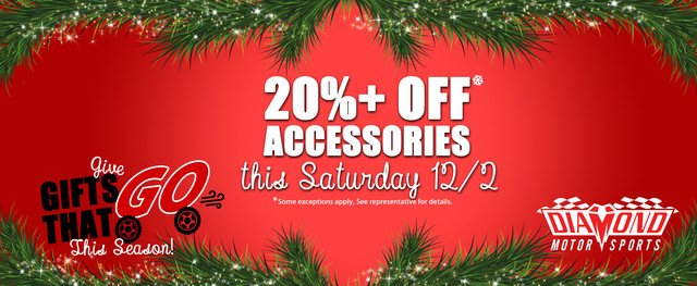 How does 20% on accessories sound? Swing in this Saturday Dec 2 to get the discount. 
|
#Honda #Yamaha #Kawasaki #CanAm #Kymco #Hammerhead