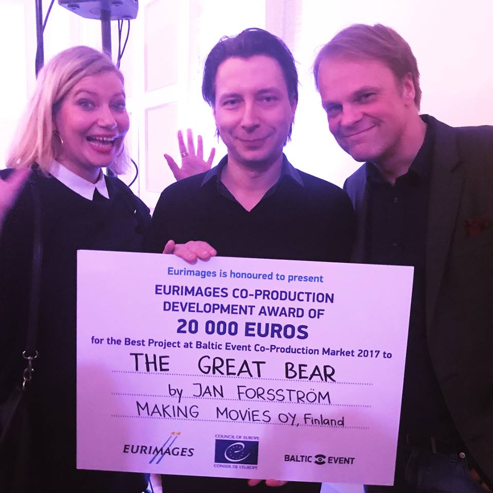 Wohoo!! We just won the Eurimages co-production development award! <a href="/TallinnBNFF/">Tallinn Black Nights FF</a> #TheGreatBear