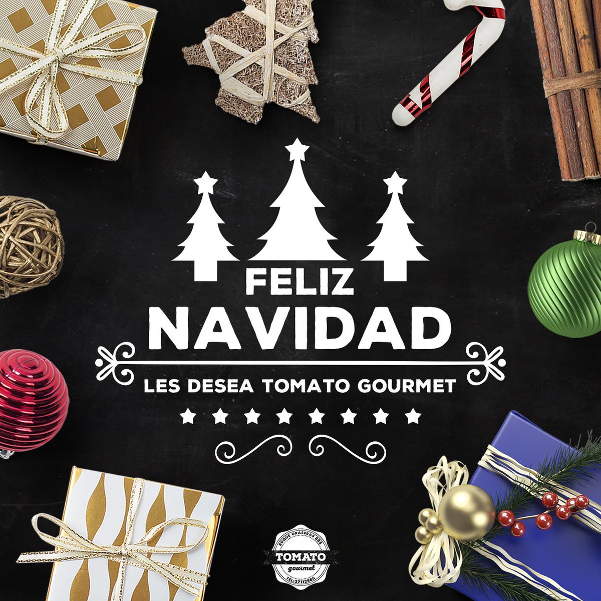 Desde #TomatoGourmet queremos desearles una muy feliz navidad 🎅🏼🎄🎁 Ojalá todos reciban muchos regalos con forma de pizza 😛