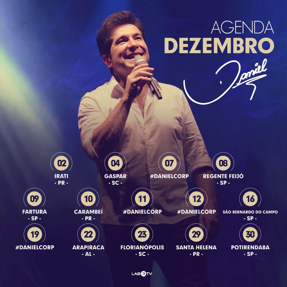 cantordaniel's tweet photo. Vamos encerrar o ano juntos? Em qual cidade a gente vai se encontrar? Confira a agenda competa >> https://t.co/w1H1CBho0v #AgendaDezembro #Dezembro #ProduçãoDaniel https://t.co/OW2ePh14u8