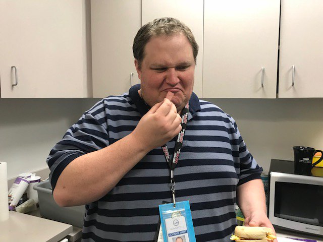 thisdreamhouse's tweet photo. We had a big challenge at the station yesterday as it was @kevindrako2 and his Jersey Pork Roll and Egg against @ChefMarkKalix and his Liverwurst and Egg competition! WHO should win? what would you prefer? https://t.co/66kLbdf873