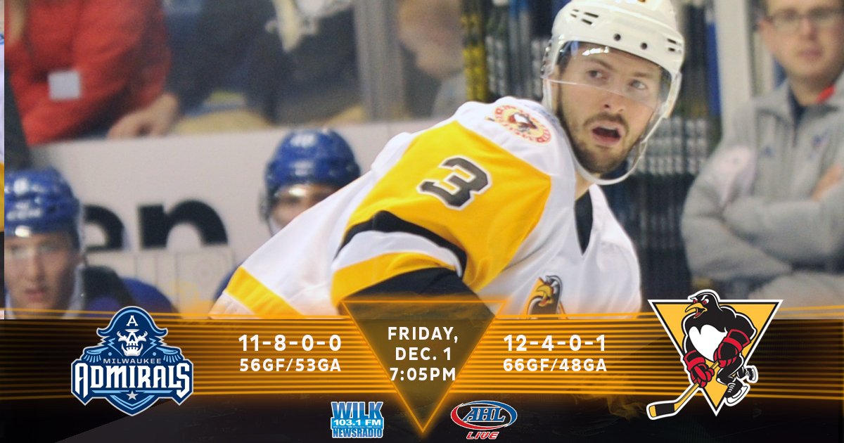 The #WBSPens host the <a href="/mkeadmirals/">x - Milwaukee Admirals</a> Friday night at 7:05pm.  It's our first <a href="/wbrewyou/">28/22 News (WBRE/WYOU)</a> Fan Friday of the season, with $14 lower bowl tickets, select draft beers just $2 (from 6-7:30), postgame autographs and more!  Get your tix at the <a href="/MoheganSunArena/">MoheganSunArena</a> or call 570-208-7367.