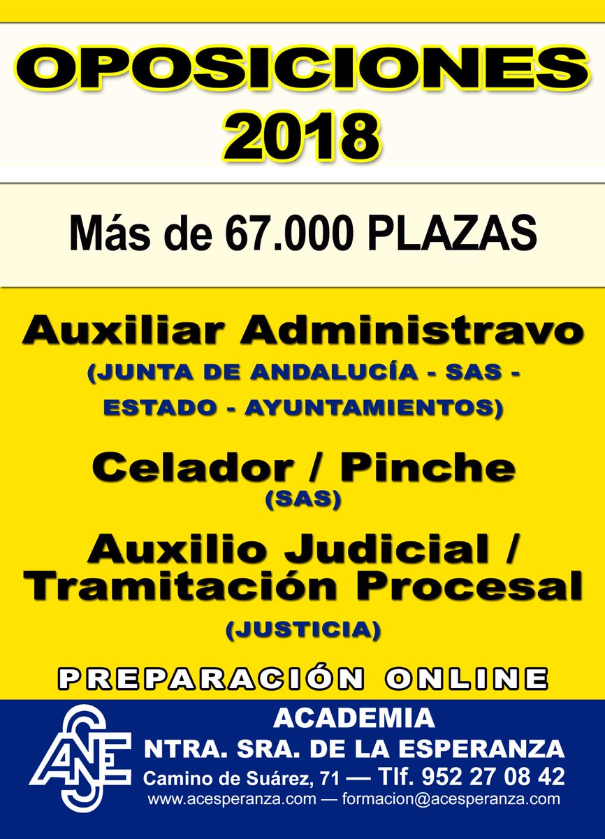 RT <a href="/Cursos_Online__/">Cursos Online</a> 
📚PREPÁRATE Y CONSIGUE TU PLAZA DE #FUNCIONARIO📚
➡ De forma #Online 💻 ‼
🔔Infórmate🔔 acesperanza.com/oposiciones/